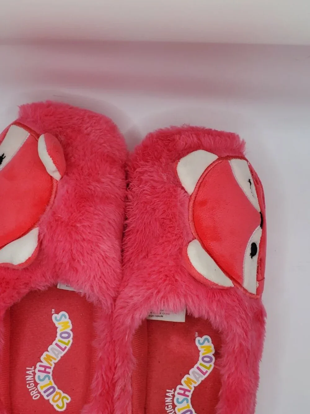 Squishmallows Pink Fox Plush Slippers Kids Size 4/5 Fuzzy Cozy House Shoes